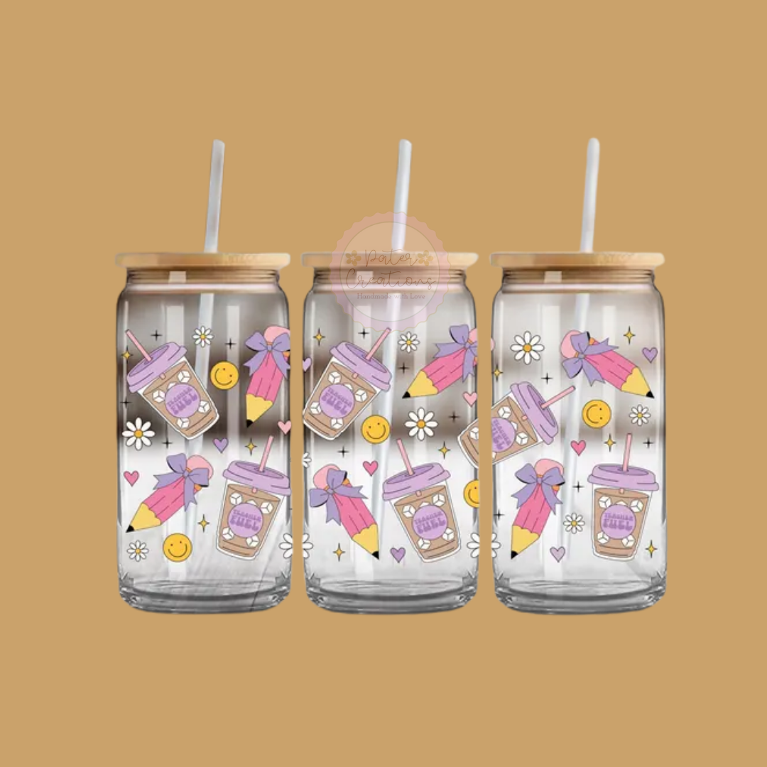 "Teach, Sip, Repeat" Glass Tumbler