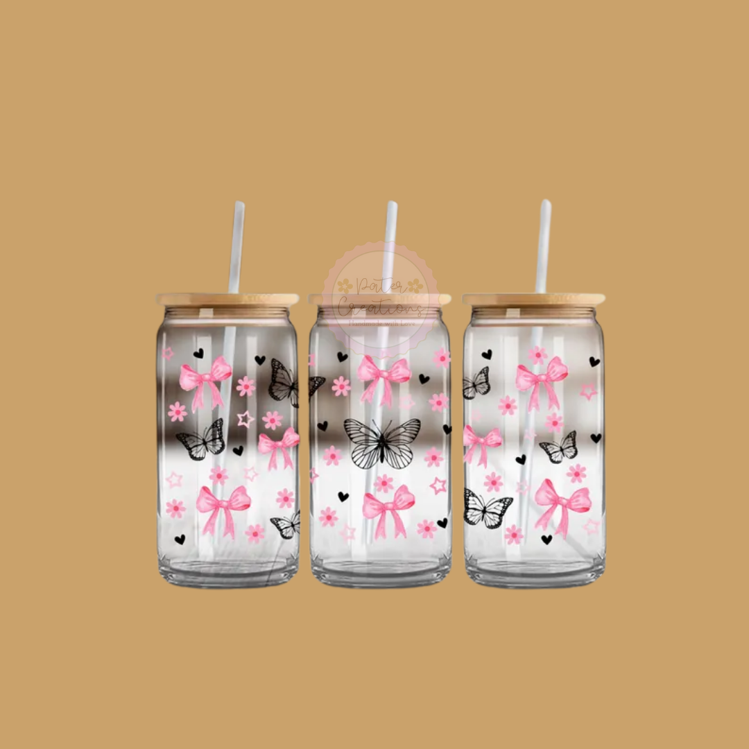 "Blush Bows" Glass Tumbler