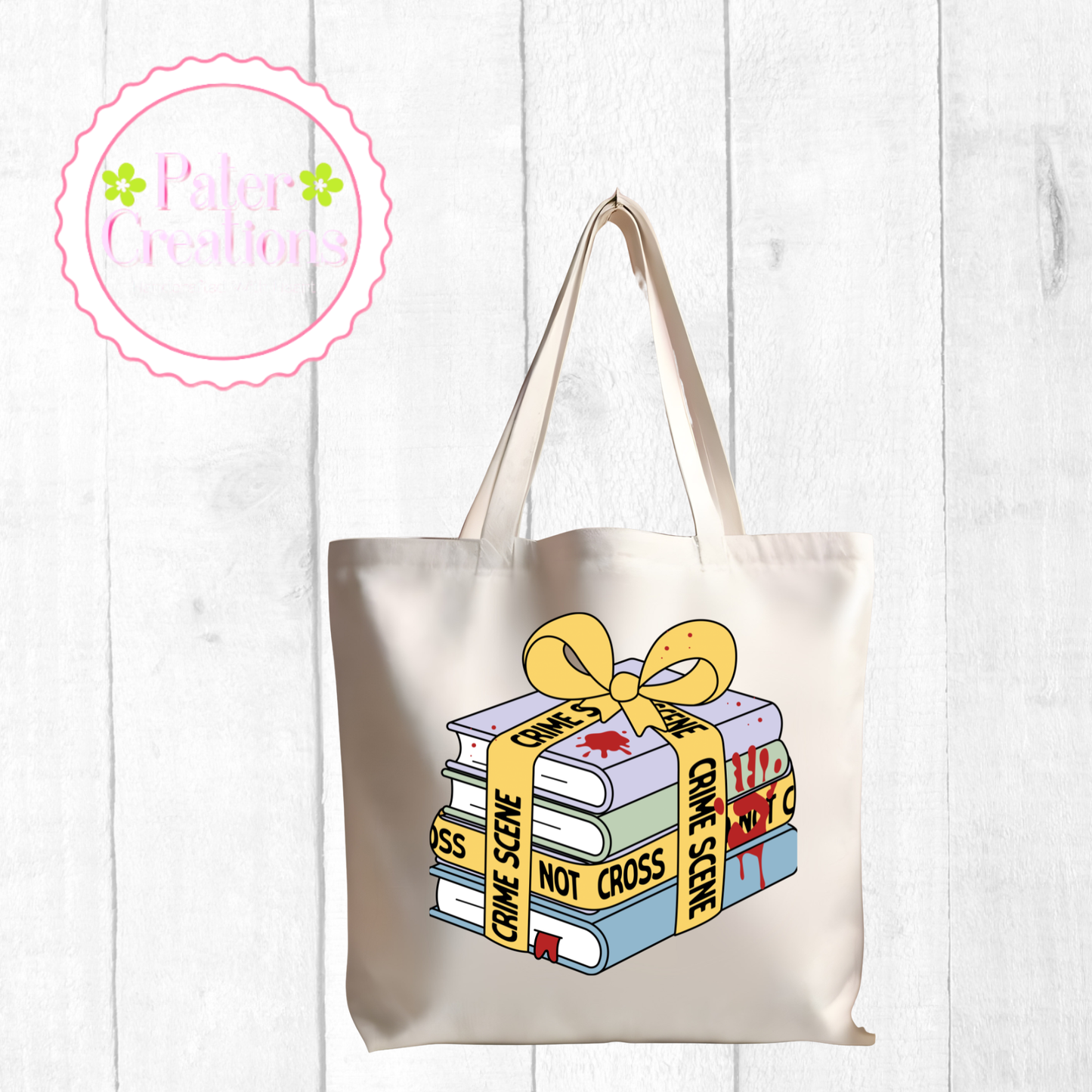 "Crime Scene Book Stack" Tote Bag