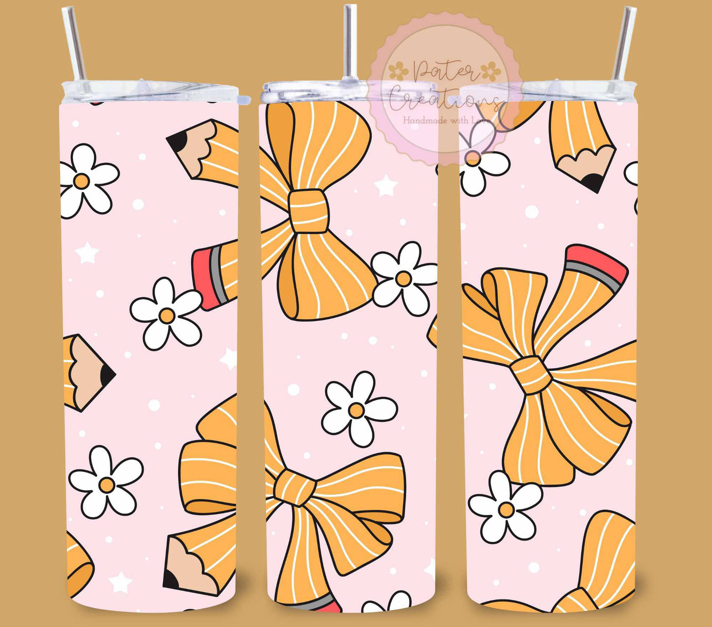 "Daisy Pencil Bows" Metal Tumbler