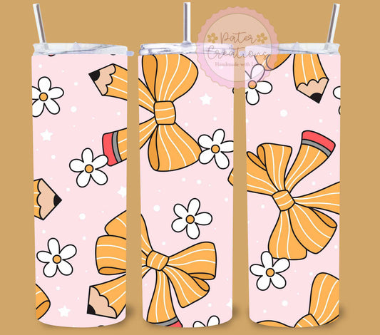 "Daisy Pencil Bows" Metal Tumbler
