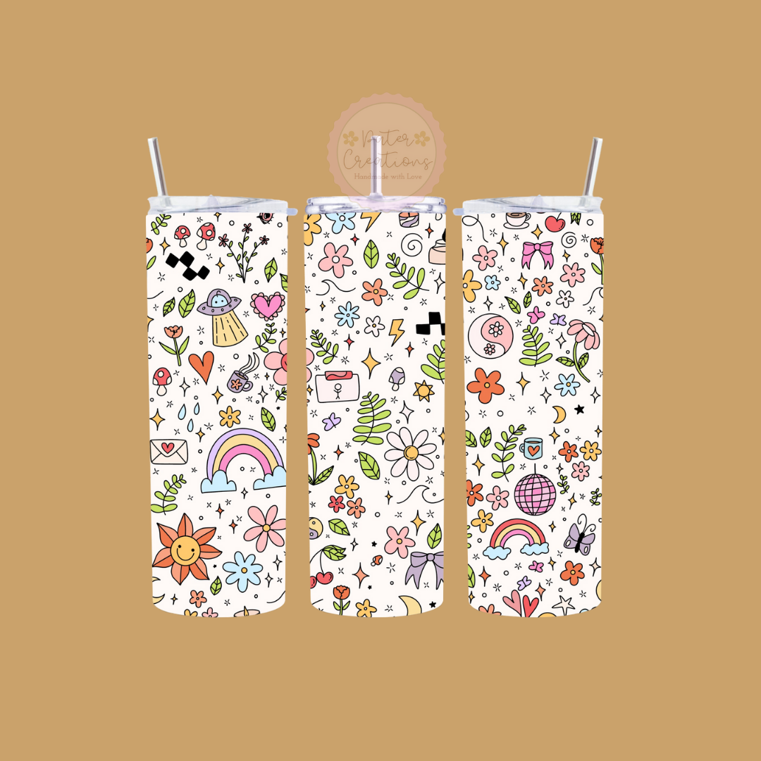"Happy Doodles" Metal Tumbler