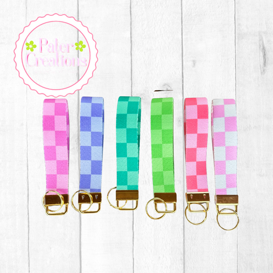 "Electric Check" Checkered Wristlet Keychain