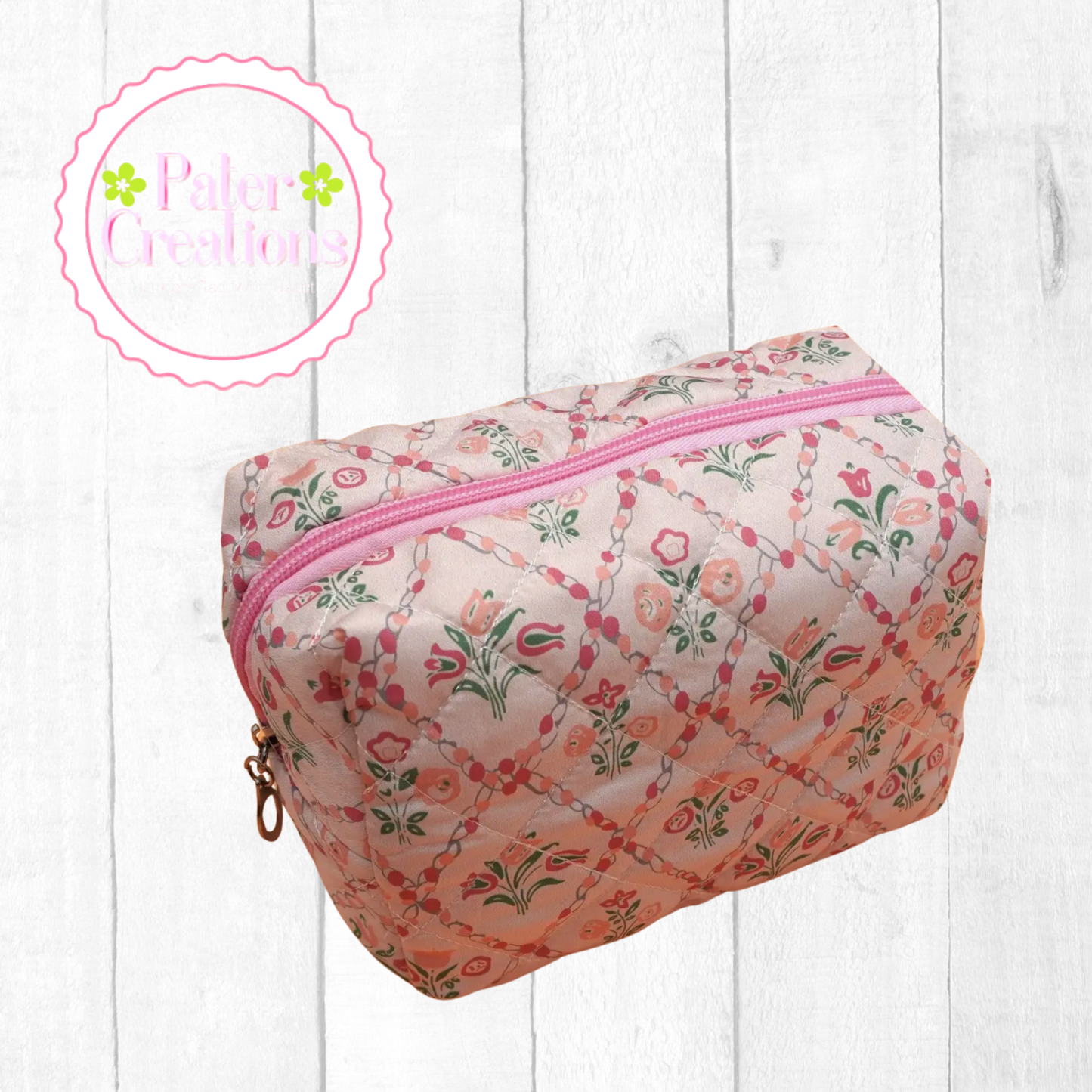 Blush Garden Quilted Cosmetic Bag