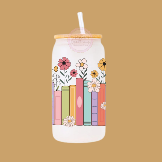 "Booked & Blooming" Glass Tumbler