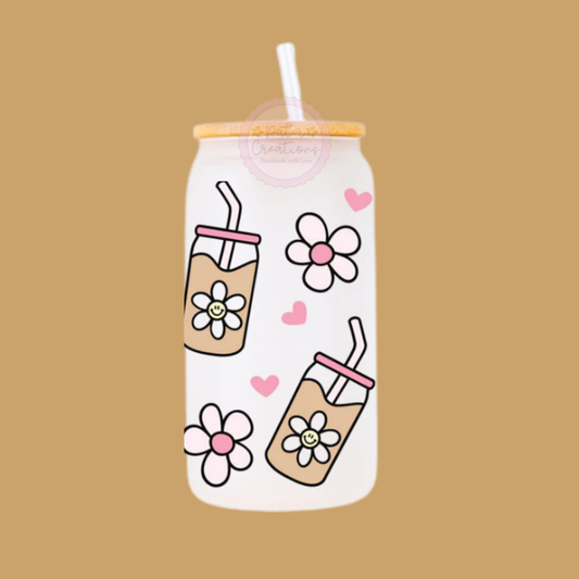 "Floral Latte" Glass Tumbler