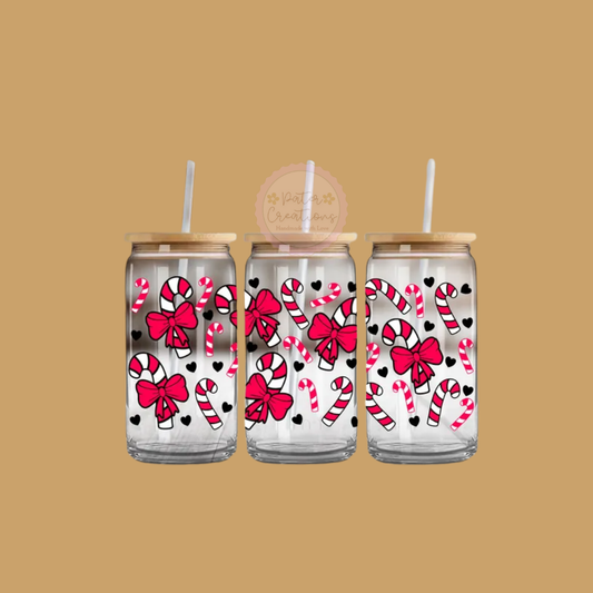 "Candy Cane Crush" Glass Tumbler
