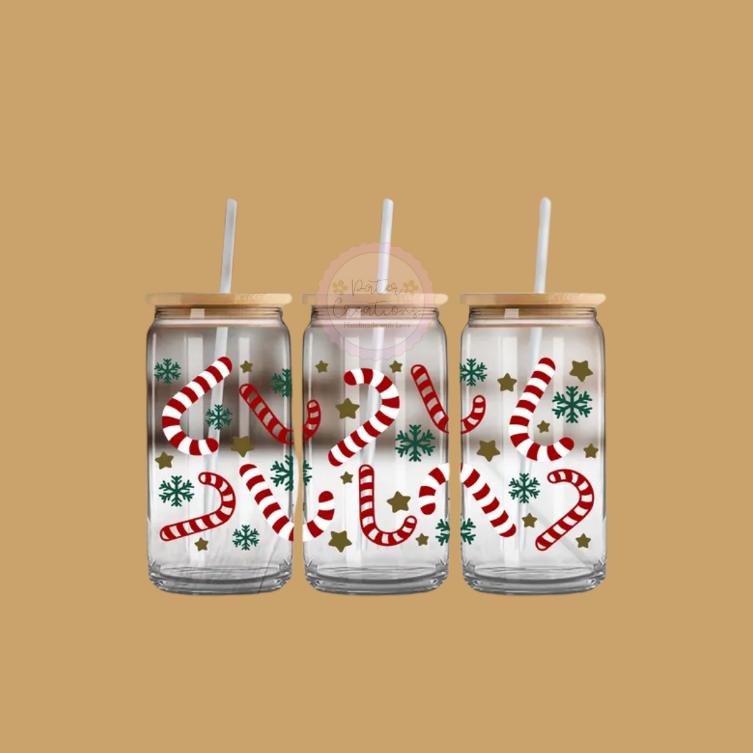 "Candy Cane Lane" Glass Tumbler
