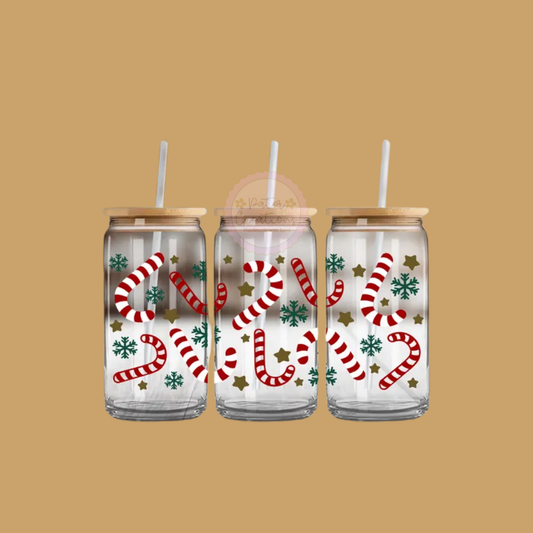 "Candy Cane Lane" Glass Tumbler