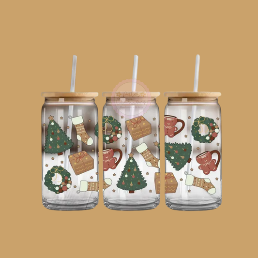 "Rustic Christmas" Glass Tumbler
