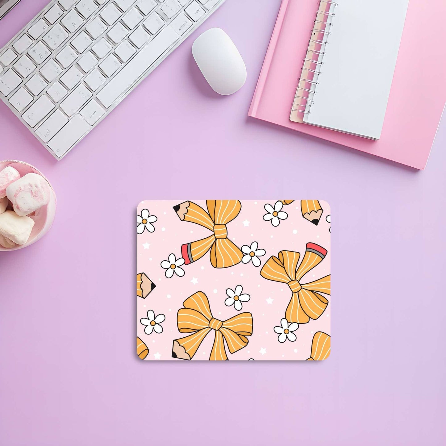 "Pencil & Daisy Bow" Mousepad