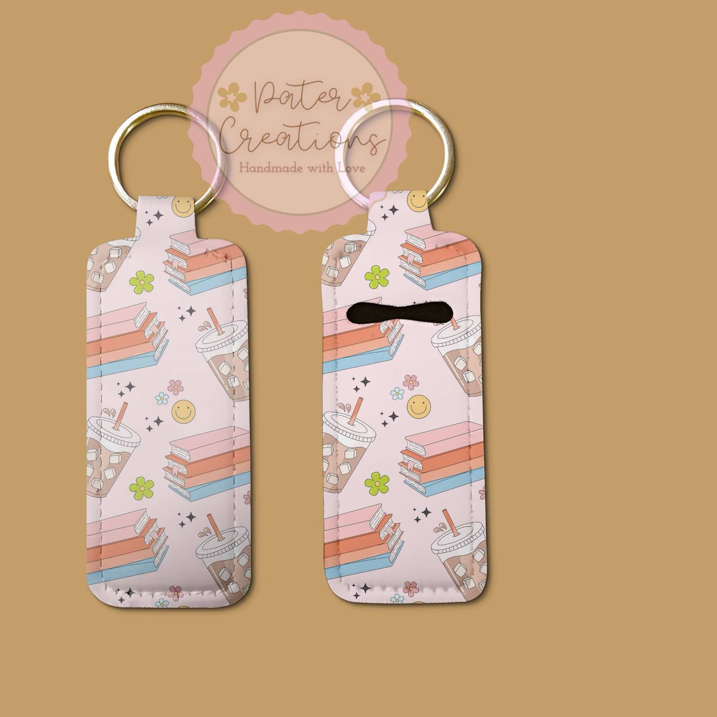 "Books & Iced Coffee" Hand Sanitizer Holder