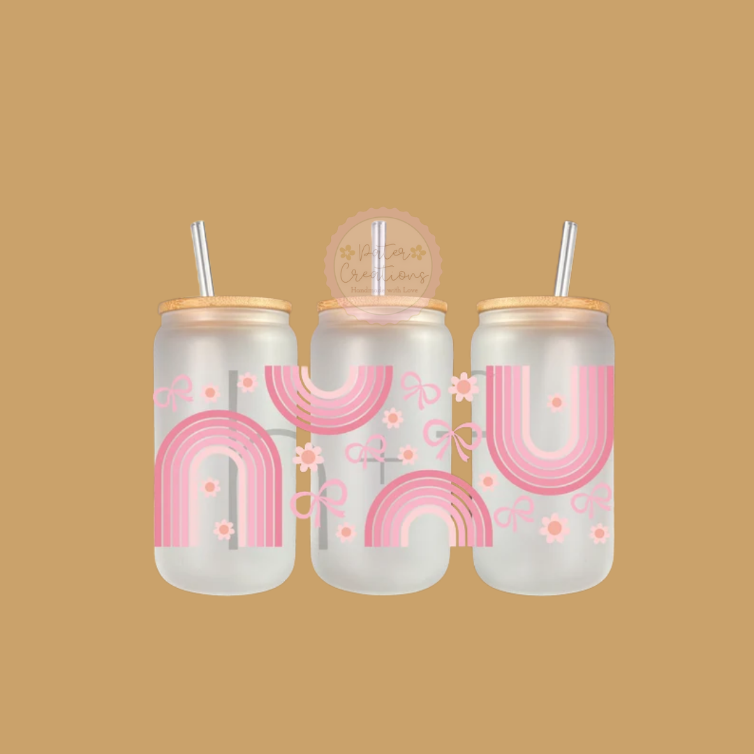 "Pastel Rainbows" Glass Tumbler