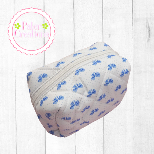 Cottage Blue Bow Makeup Bag