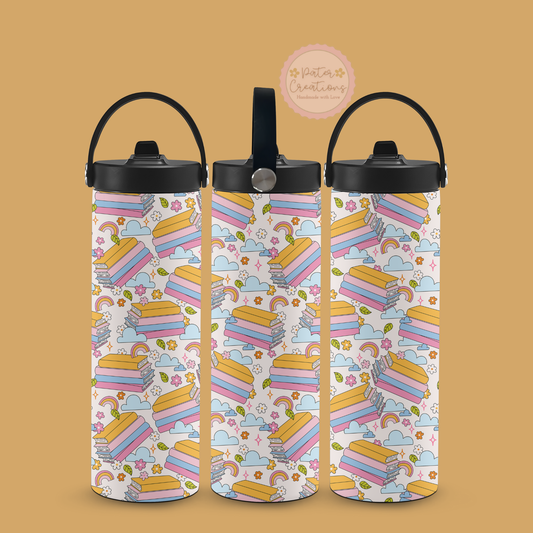 "Retro Rainbow Books" Metal Tumbler