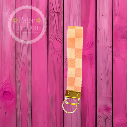"Autumn Glow Checkers" Checkered Wristlet Keychain