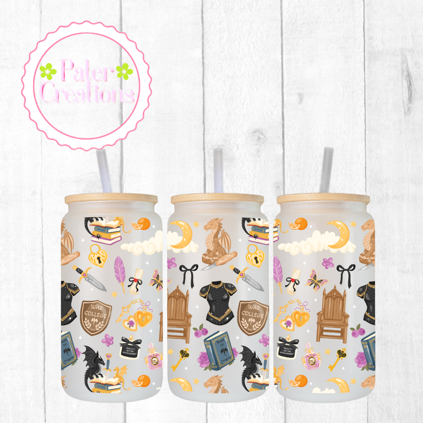 "Fantasy Reader Lavender" Glass Tumbler/Mug Tumbler